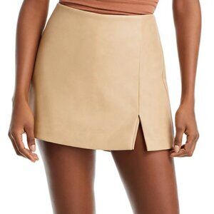 NWT AQUA Women's Mini Skort Faux Leather Split Hem Size XL